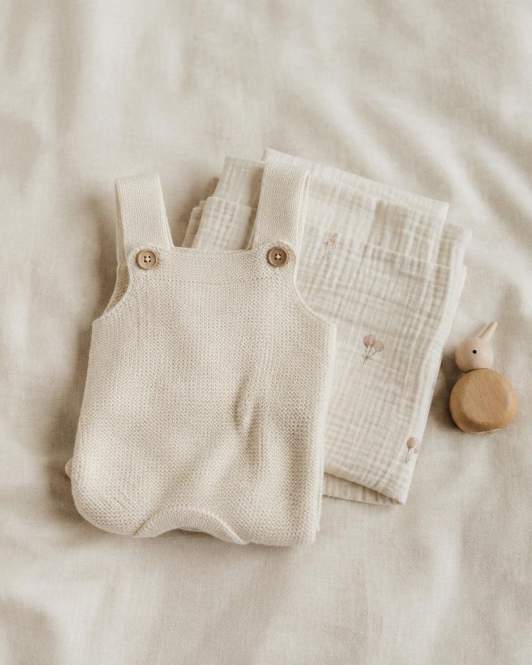 Soft knit romper and muslin